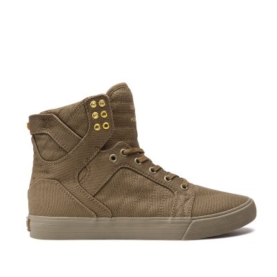Supra Korkeavartiset Skytop Naisten Kengät Oliivinvihreä Kultaiset | NW687ZJ